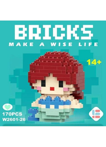 Детский 3D конструктор / пазл Русалочка "Аriэль" развивающий высотой 6.2 см Bricks (370802660)