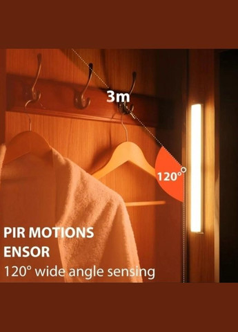 Світлодіодний LED - світильник з датчиком руху на акумуляторі планка - смужка 30см 40LED, зарядка від USB No Brand (303916087)