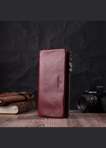 Добротний жіночий гаманець-клатч із двома блискавками з натуральної шкіри бордовий 21х10,5х2 см 22528 st leather (329198099)