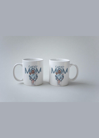 Кружка з принтом "Super Mom" 330 мл Біла No Brand (324263018)