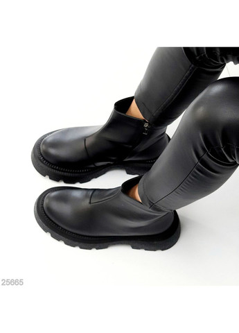 женские зимние ботинки из натуральной кожи rosta, черные, с полушерстью, на массивной подошве No Brand