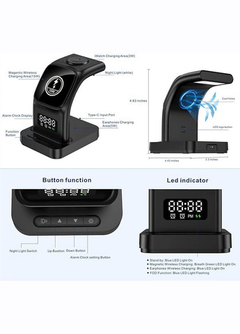 Бездротова Зарядна станція-годинник ET-WC37 15W Earldom (301087015)