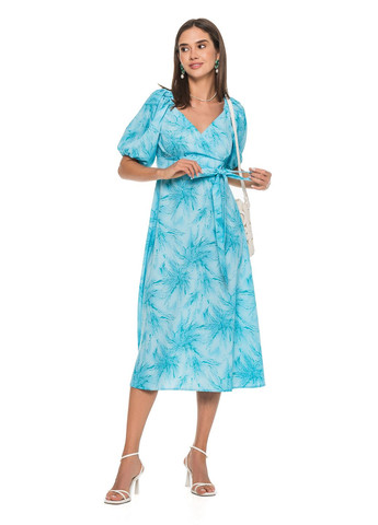 Блакитна літня сукня з короткими рукавами буфами SVTR