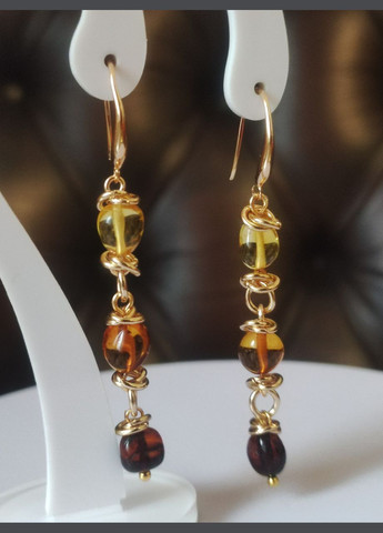 Серьги 2653 из натурального янтаря Медовый оттенок MINOV (311310531)