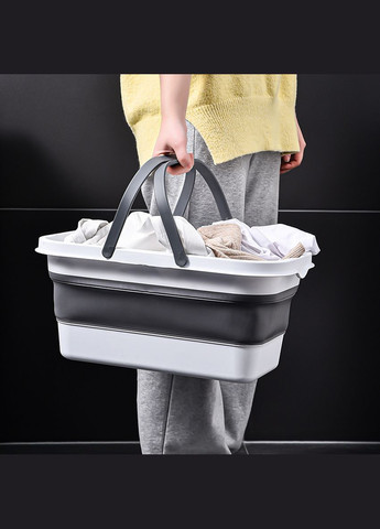 Відро складне MVM BIN-19 16L Біло/сіре (BIN-19 16 л WHITE/GRAY) МВМ (365280755)