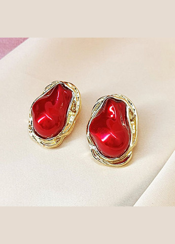 Женские сережки Большие барочные бусины Красные No Brand (334880537)
