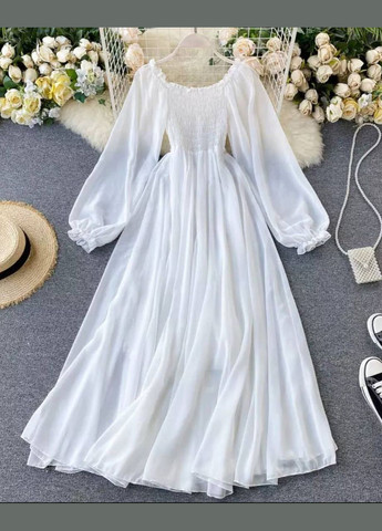 Білий повсякденний, кежуал жіноча біла сукня No Brand однотонна