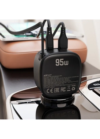 Автомобильное зарядное устройство для B17 95W car charger with telescopic cable Black Acefast (391038615)
