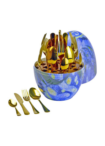 Набор столовых приборов из нержавеющей стали 24 штук золотых, Ван Гог TS Kitchen (358650158)
