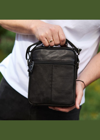 Сумка-барсетка мужская через плечо кожаная гладкая черная TD-55467 Tiding Bag (342080489)