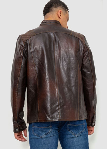 Коричнева демісезонна куртка чоловіча демісезонна екошкіра, колір коричневий, Ager