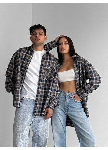 Коричневая повседневный, классическая, домашний, кэжуал рубашка в клетку No Brand с длинным рукавом