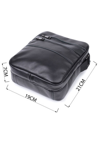 Классическая мужская сумка кросс боди из натуральной глянцевой кожи черная 22846 Shvigel (329197396)