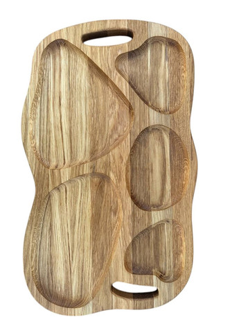 Менажниця дубова дерев'яна на 5 відділень з ручками 50x30 см. No Brand (330774649)