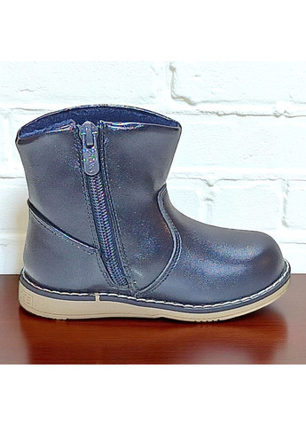 Синие повседневные осенние демисезонные утепленные ортопедические ботинки для девочки на флисе казка L&D