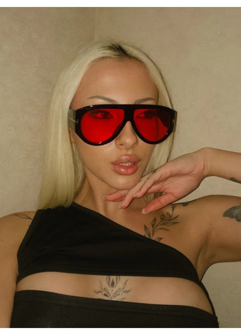 Очки солнцезащитные авиатор Frog TF черные с красными линзами No Brand (361678729)