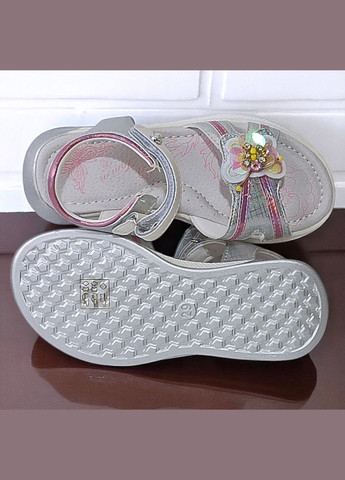 Серебряные повседневные, праздничные открытые босоножки сандалии на липучках для девочки том м Tom.M на липучке