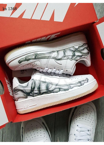 КРОССОВКИ ЖЕНСКИЕ NIKE AIR FORCE 1 LOW SKELETON WHITE НАЙК АИР ФОРС 1 ПРЕМИУМ No Brand белые демисезоны (369387624)