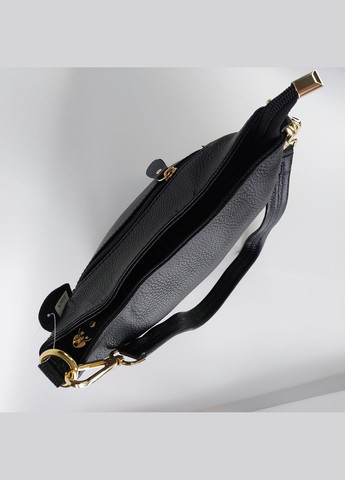 Жіноча сумка з довгим і коротким шкіряним ремінцем з натуральної шкіри чорна No Brand (336214397)