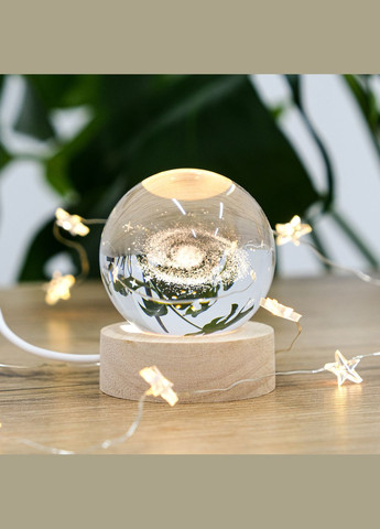 3D Лазерная хрустальная Сфера Галактика с LED подсветкой на деревянной подставке USB см (MH-Q0198-3-6D) Гранд Презент (326800799)