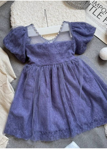 Комбинированное платье для девочки нарядное с ожерельями 10990 No Brand (371948698)