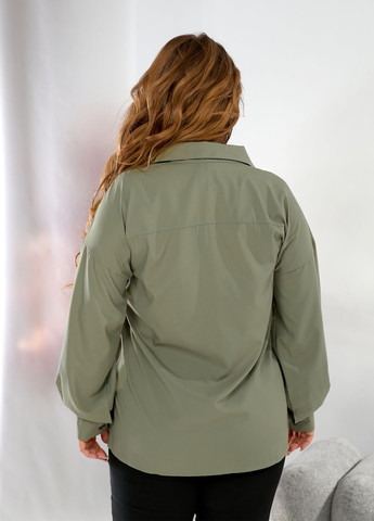 Оливкова блузка жіноча вільного фасону з софту No Brand