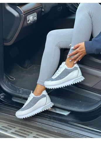 Жіночі кросівки утеплені хутром барашик сірі з білим повсякденні зимові No Brand комбіновані зими (362961343)