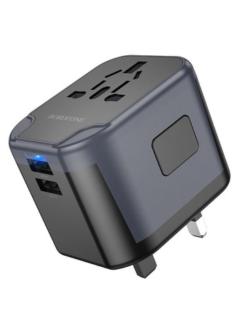 Мережевий зарядний пристрій 3-port(1C2A) universal conversion charger Black (6941991117152) Borofone BAC12 Leader (357474272)