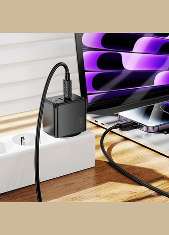 Двосторонній зарядний пристрій із швидкою зарядкою PD20W CS16A |1Lightning, 1Type-C| Чорний Hoco (337350749)