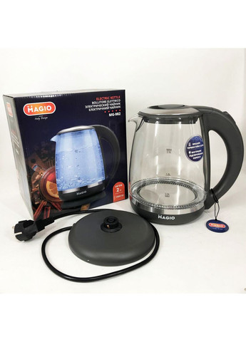 Маленький чайник 2 л MG-982 2200 Вт. Электрочайник стеклянный с XN-765 подсветкой. Magio (352770353)