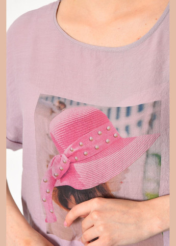 Бузкова літня футболка жіноча напівбатальна бузкового кольору Let's Shop