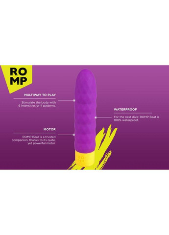 Классический рельефный вибратор Beat фиолетовый Romp (303897455)