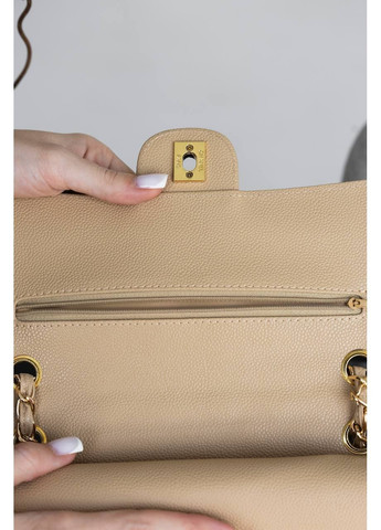 Шкіряна жіноча сумка класична Chanel Classic 2.55 Medium Double Flap in Beige/Gold бежева No Brand (369653491)