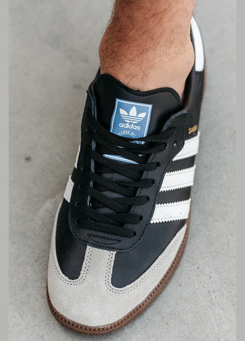 Чорні Осінні кросівки чоловічі і жіночі adidas samba vegan black grey | адідас самба веган чорні білі No Brand
