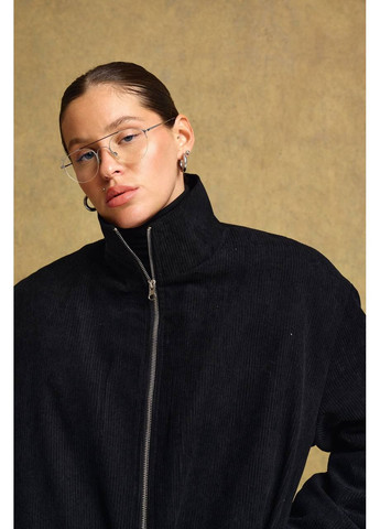 Бомбер жіночий вельветовий з еко пухом — чорний, бежевий (універсальний розмір) DK/DL Мода без кордонів на блискавці (366447257)