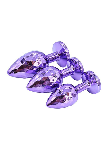 Набор фиолетовых анальных пробок Rhombus с фасетной огранкой (размер S, M, L) We Love (323658623)