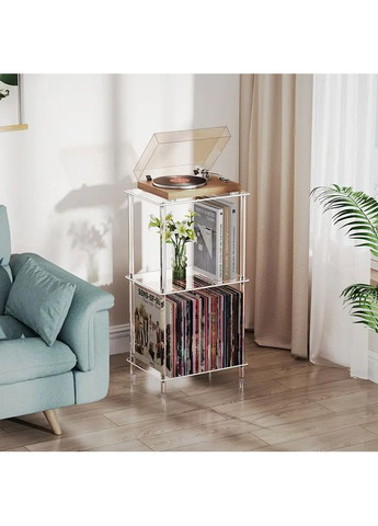 Стол стеллаж для винилового проигрывателя грамофона с подставкой для виниловых пластинок, акриловый. No Brand (366304257)