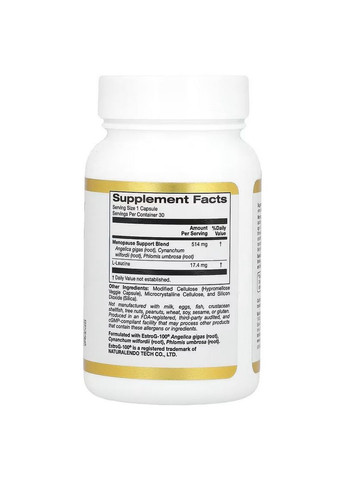 Натуральная добавка Menopause Support, 30 вегакапсул California Gold Nutrition (293416847)