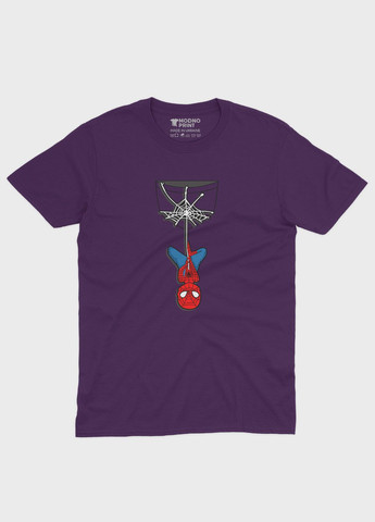 Фіолетова демісезонна футболка для дівчинки з принтом супергероя - людина-павук (ts001-1-dby-006-014-039-g) Modno