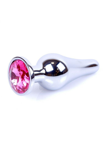 Анальная пробка с розовым кристаллом M "Jewellery silver butt plug pink" от Boss Series (363975924)