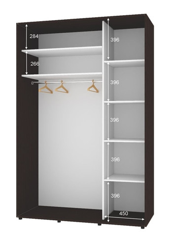 Шкаф-купе двухдверный Комфорт Мебель 150*60*210 см Венге 2 двери ДСП Стандарт Комфорт Меблі (360439525)