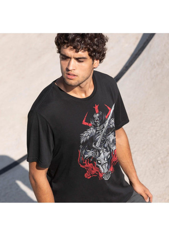 Чорна футболка з принтом берсерк - лицар череп No Brand