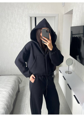 Костюм 032 дорогая Турецкая тринитка на флисе, манжет рибана, кофта с капюшоном и брюки Україна (369299647)