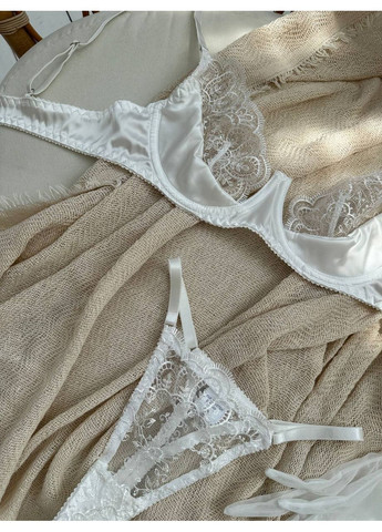Белый балконет комплект женского белья | нежный кружевной, белое соблазнение Vital-Textile с косточками полиэстер, эластан