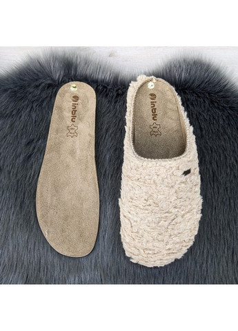 Бежевые тапочки домашние женские меховые на полиуретановой подошве Inblu