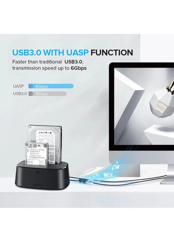Док-станция USB 3.0 to SATA Dual-Bay Hard Drive Duplicator/Cloner EU(UGR-50857) Ugreen CM198 (370617479)