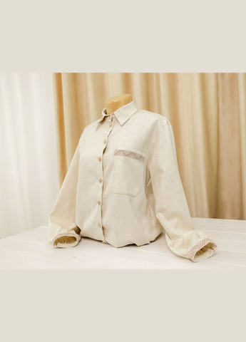 Бежева сорочка вишита жіноча лляна яворина візерунок орнамент вільна віскоза, льон (334001051)