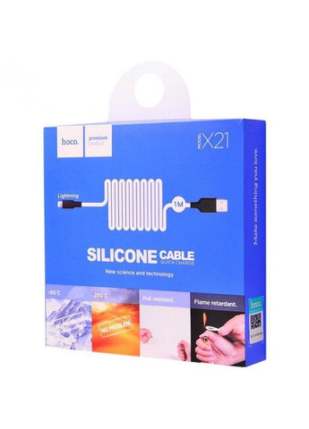 USB Cable X21 Silicone Lightning Black/White 2m Hoco (296487398)