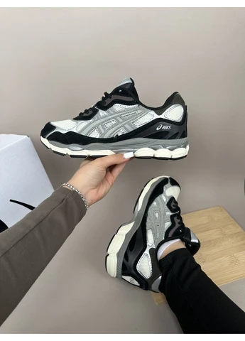 Белые летние кроссовки asics gel-nyc 1090 white black grey асикс гель нюк No Brand