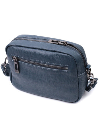 Оригинальная женская сумка с накладным карманом из натуральной кожи 22641 Синяя Vintage (297957411)